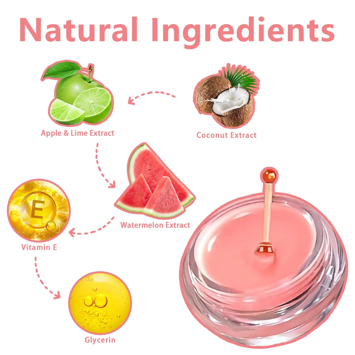 3 Pcs Bee Lip Balm Honey Pot, Coconut Watermelon Apple Lime Lip Mask Overnight, Moisturizing Lip Sleeping Mask, Hydrate Repair Prevent Dry Cracked Lip Exfoliator (Coconut  Watermelon Apple Lime)