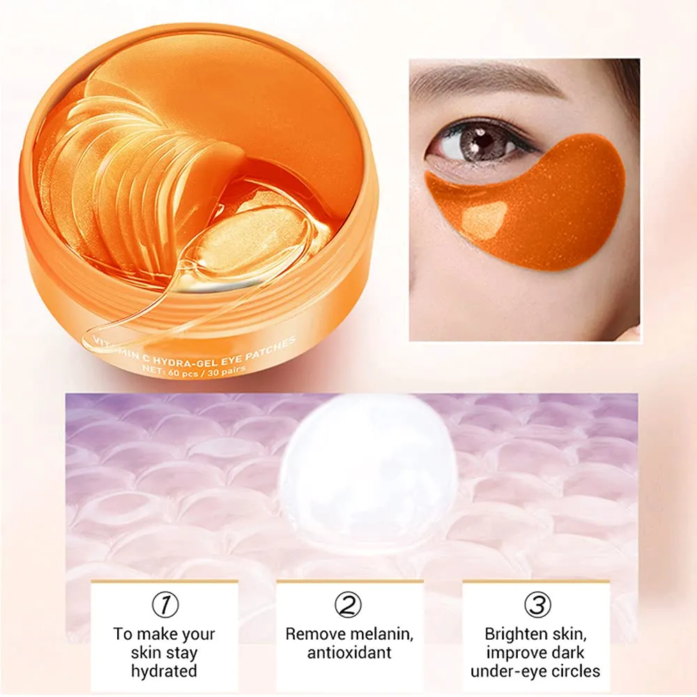 30 pairs Vitamin-C Under Eye Patches - Collagen Patches Eye Masks with Moisturizing and Anti-Aging Effect/ Hydrogel Under-Eye Patches for Puffy Eyes, Dark Circles, Eye Bags, Improve Lines and Wrinkles