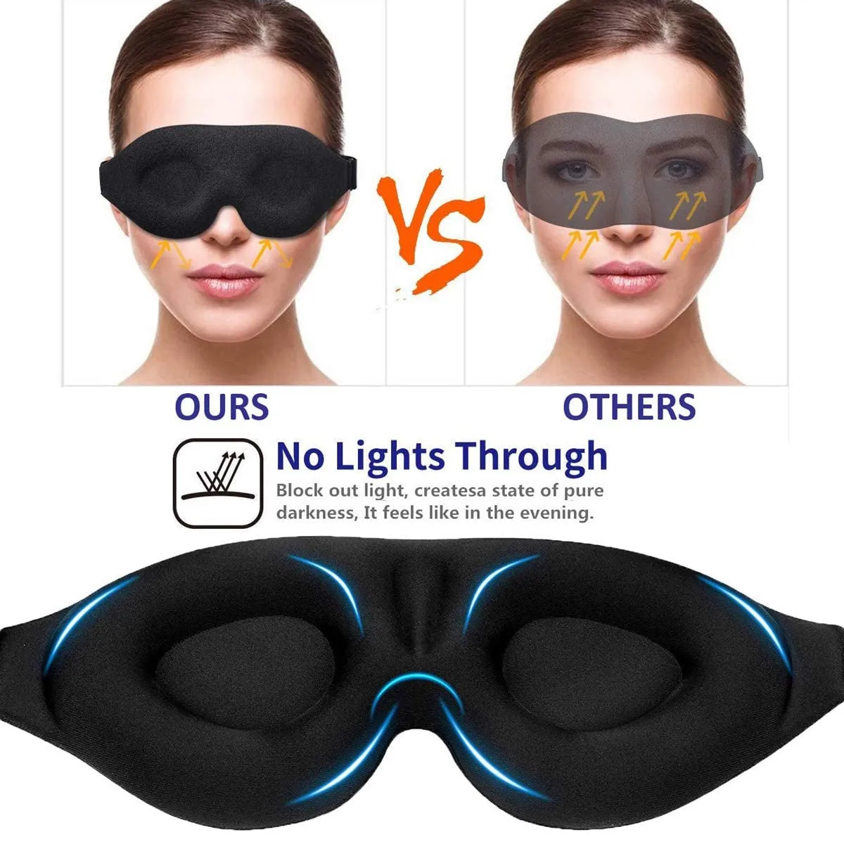 3D Sleeping Eye Mask, Soft Breathable Eye Cover for Women Men, Relaxing Zero Pressure Night Blindfold