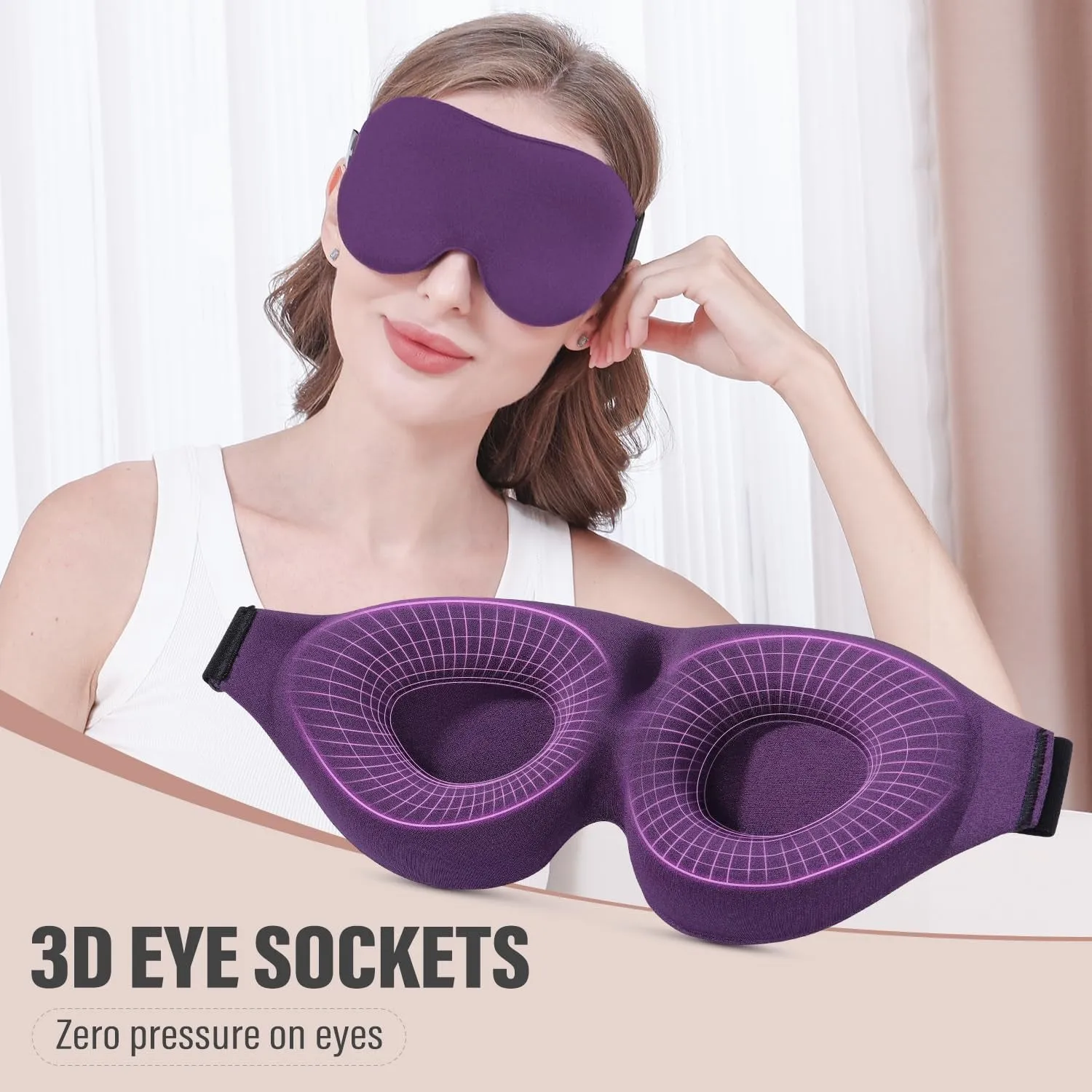 3D Sleeping Eye Mask, Soft Breathable Eye Cover for Women Men, Relaxing Zero Pressure Night Blindfold