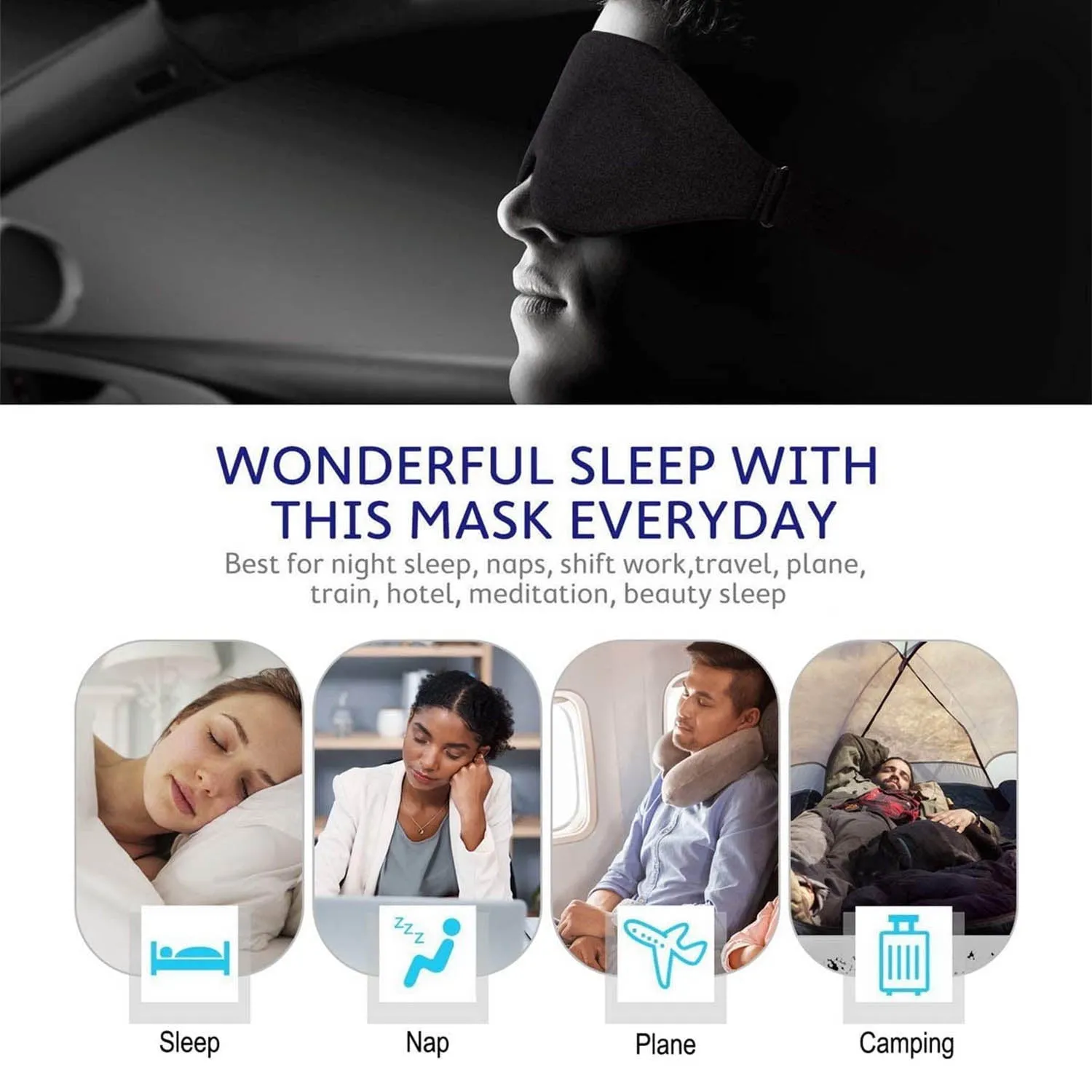 3D Sleeping Eye Mask, Soft Breathable Eye Cover for Women Men, Relaxing Zero Pressure Night Blindfold