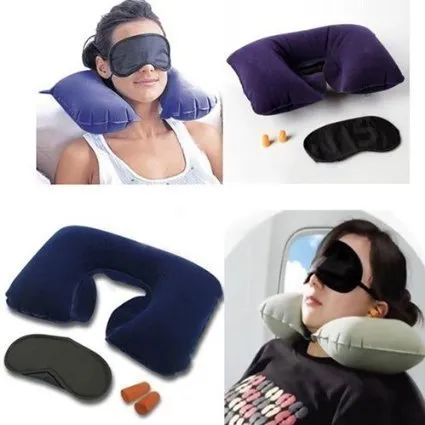3in1 Travel Set with Eye Cover Ear Plug Neck Pillow (Multicolour)