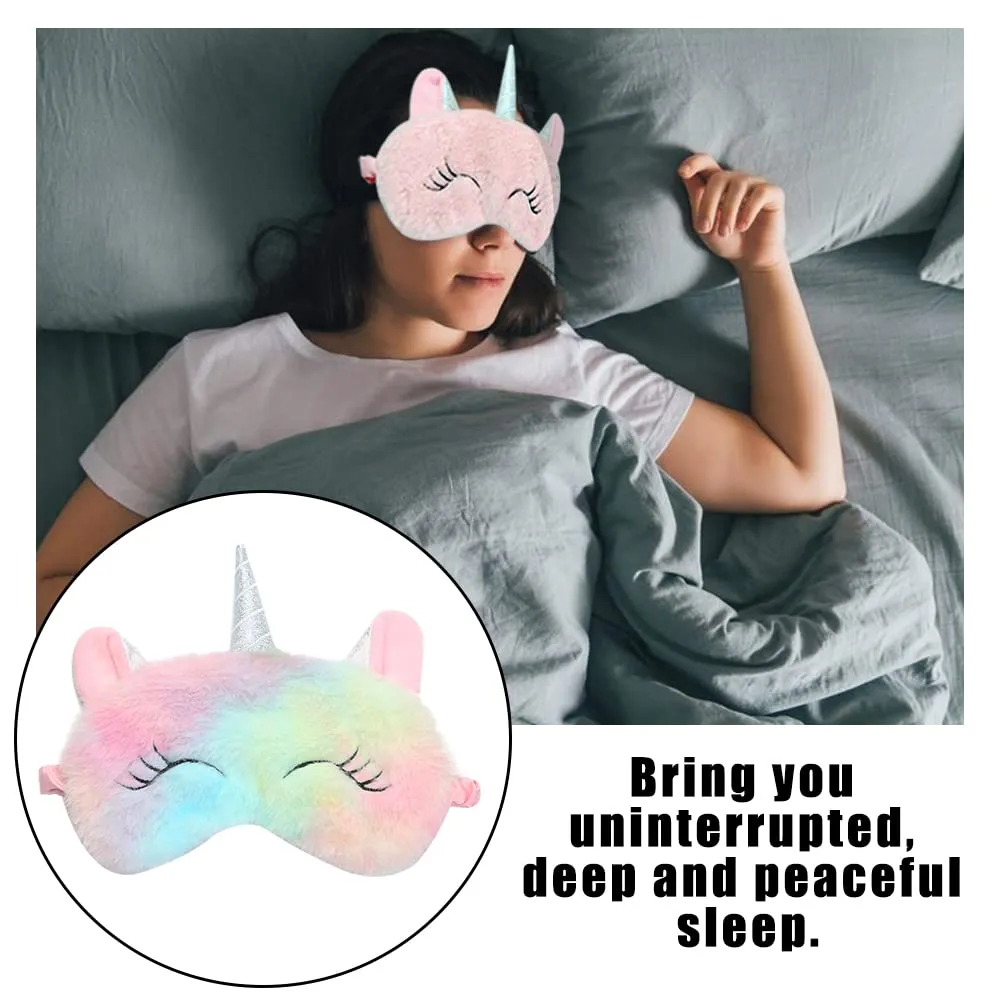 4 Pcs Cute Unicorn Sleep Mask Animal Unicorn Sleep Mask Soft Plush Blindfold Eye Covers for Sleeping Women Girls Kids Style5