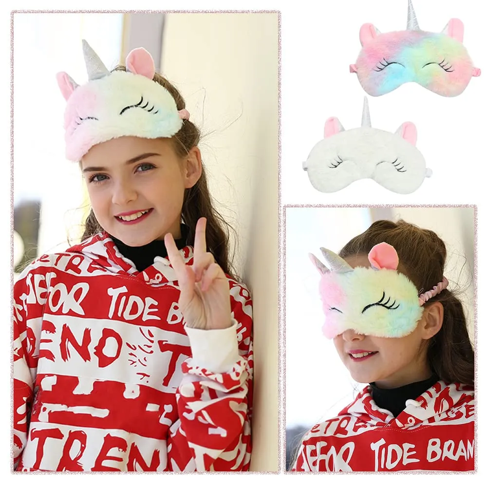 4 Pcs Cute Unicorn Sleep Mask Animal Unicorn Sleep Mask Soft Plush Blindfold Eye Covers for Sleeping Women Girls Kids Style5