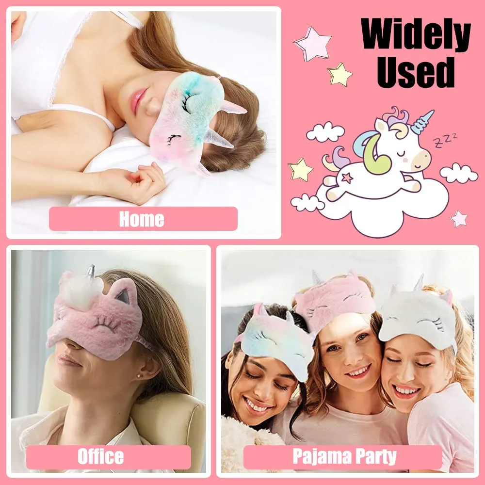 4 Pcs Cute Unicorn Sleep Mask Animal Unicorn Sleep Mask Soft Plush Blindfold Eye Covers for Sleeping Women Girls Kids Style5