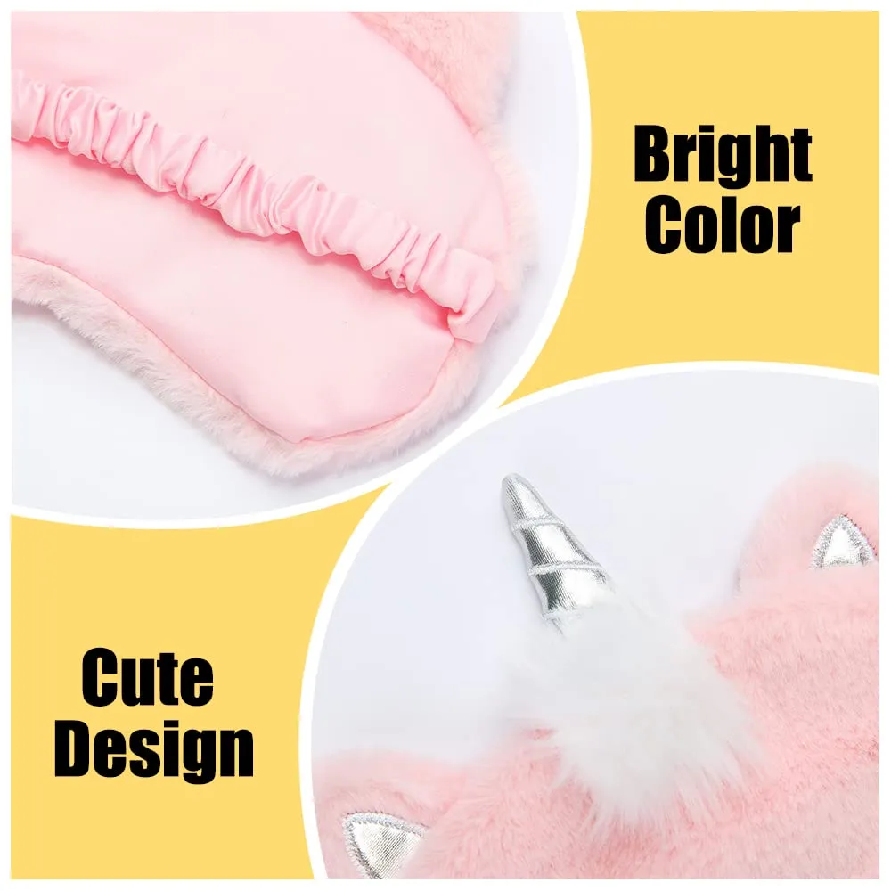 4 Pcs Cute Unicorn Sleep Mask Animal Unicorn Sleep Mask Soft Plush Blindfold Eye Covers for Sleeping Women Girls Kids Style5