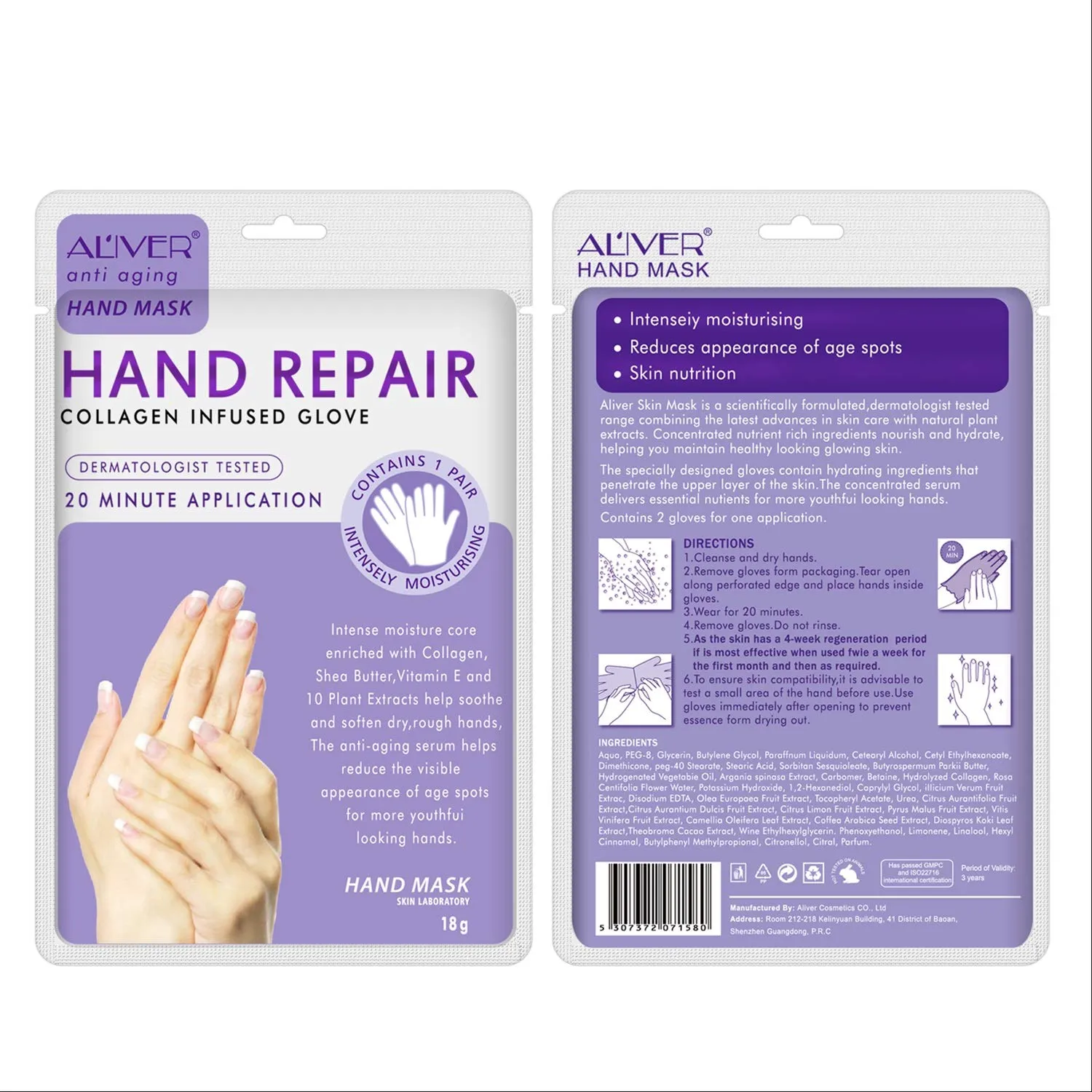 5 Pairs Hands Moisturizing Gloves, Hand Skin Repair Renew Mask Infused Collagen, Vitamins   Natural Plant Extracts for Dry, Aging, Cracked Hands (5 Pairs Hand mask) (5 Pairs hand mask)