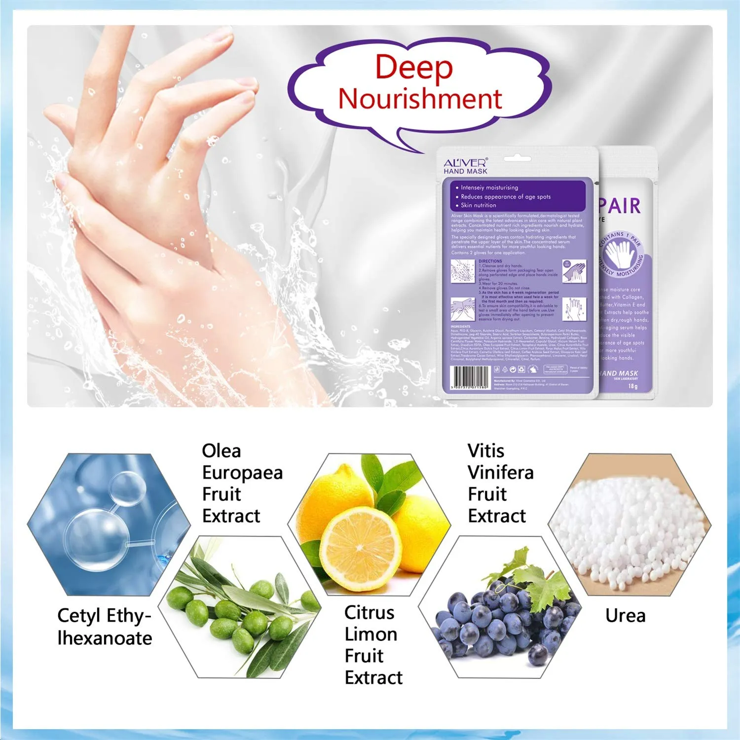 5 Pairs Hands Moisturizing Gloves, Hand Skin Repair Renew Mask Infused Collagen, Vitamins   Natural Plant Extracts for Dry, Aging, Cracked Hands (5 Pairs Hand mask) (5 Pairs hand mask)
