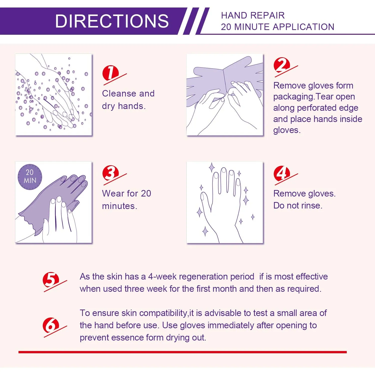 5 Pairs Hands Moisturizing Gloves, Hand Skin Repair Renew Mask Infused Collagen, Vitamins   Natural Plant Extracts for Dry, Aging, Cracked Hands (5 Pairs Hand mask) (5 Pairs hand mask)