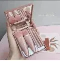 5 PCs Cosmetic Brush Portable Makeup Brush Travel With Mirror Box Makeup Set Brush Loose Brush Blush Brush Eyeshadow Brush