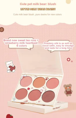 6 Colors Blush Palette Mineral Powder Red Rouge Lasting waterproof Natural Cheek Tint Peach Pink Blush Korean Cosmetic Makeup