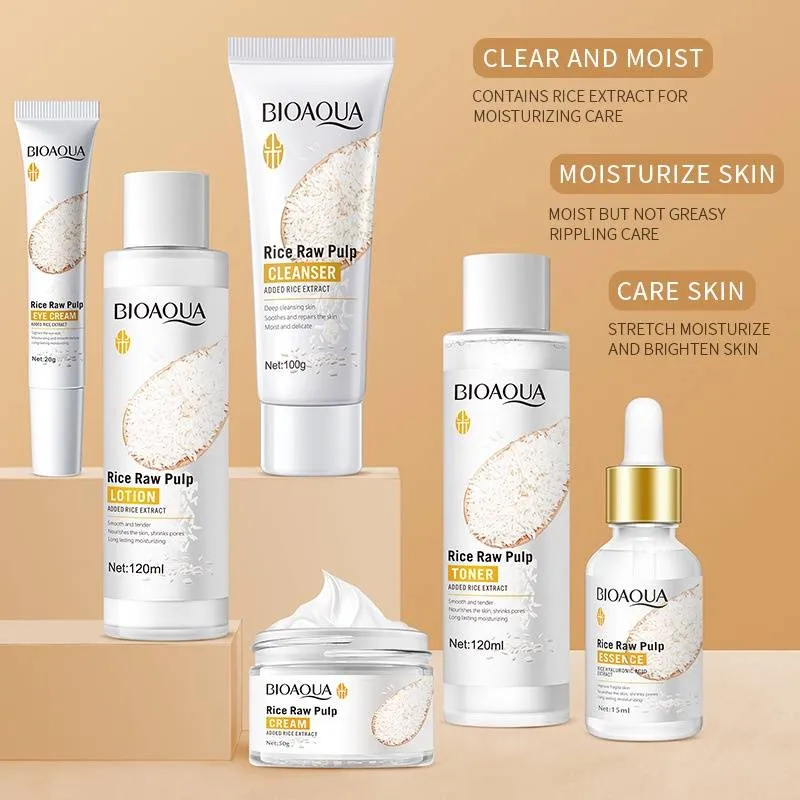 6 Step BioAqua Rice Raw Pulp Facial Skin Care Set