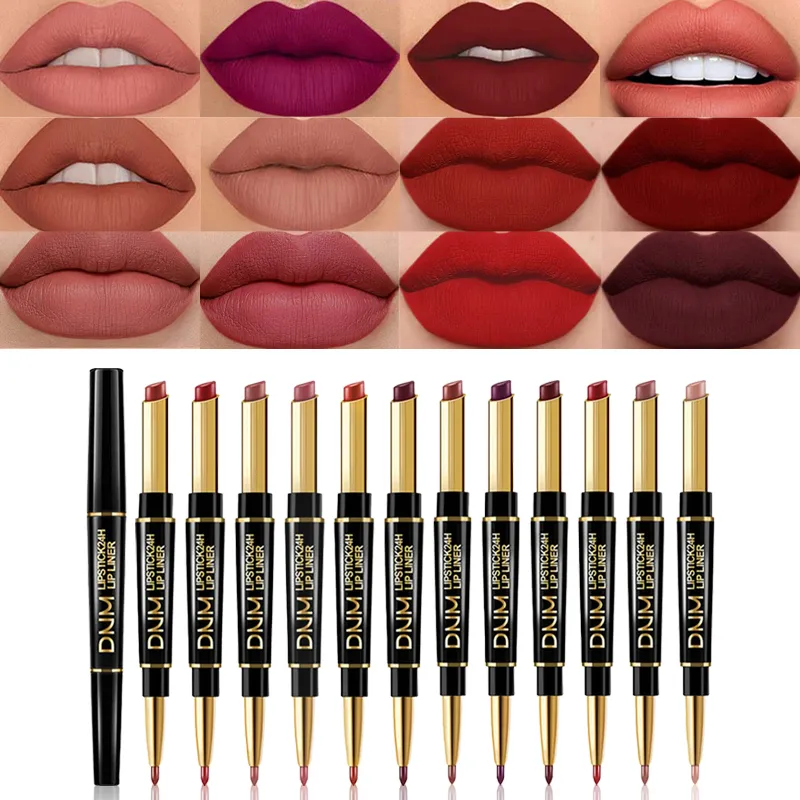 6Pcs Chestnut Nude Brown Lip Liner and Lipstick Set Kit for Women 24-hour waterproof lipstick