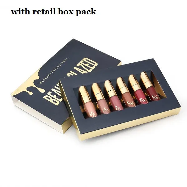 6pcs/set Liquid Lipstick Lip Gloss Professional Lip Makeup Tool Kit Velvet Matte Moisturizing Hydrating Nutritious Cosmetics