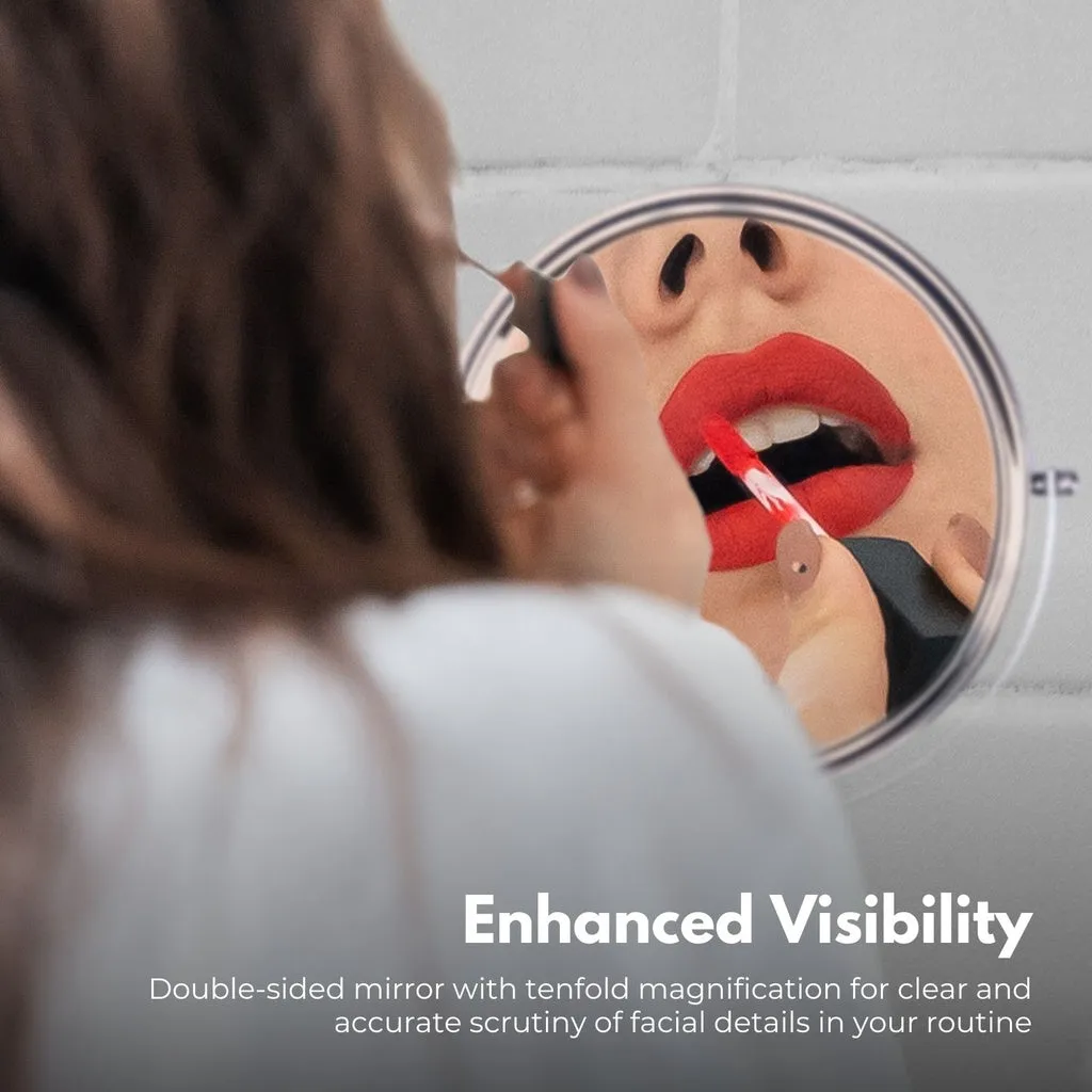 7 Inch Double-Sided LED Makeup Mirror with 10x Magnifying (Silver)