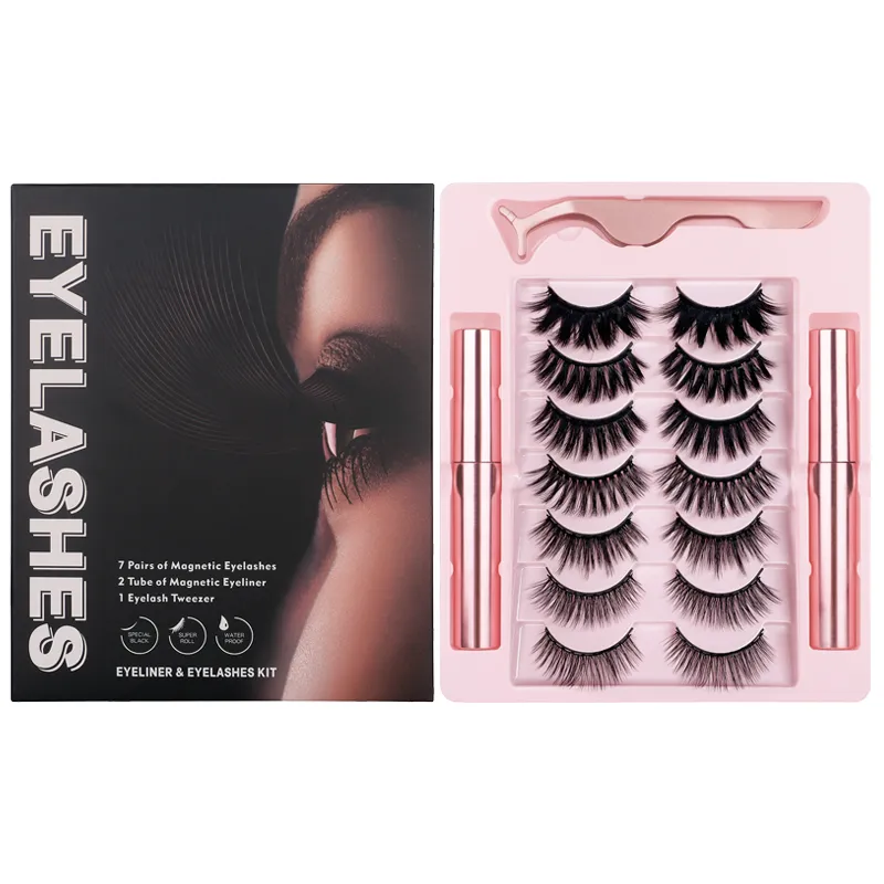 7 Pairs Upgraded Magnetic Eyeliner and Lashes Kit, 2 Tubes of Eyeliner and 1 Tweezer 002