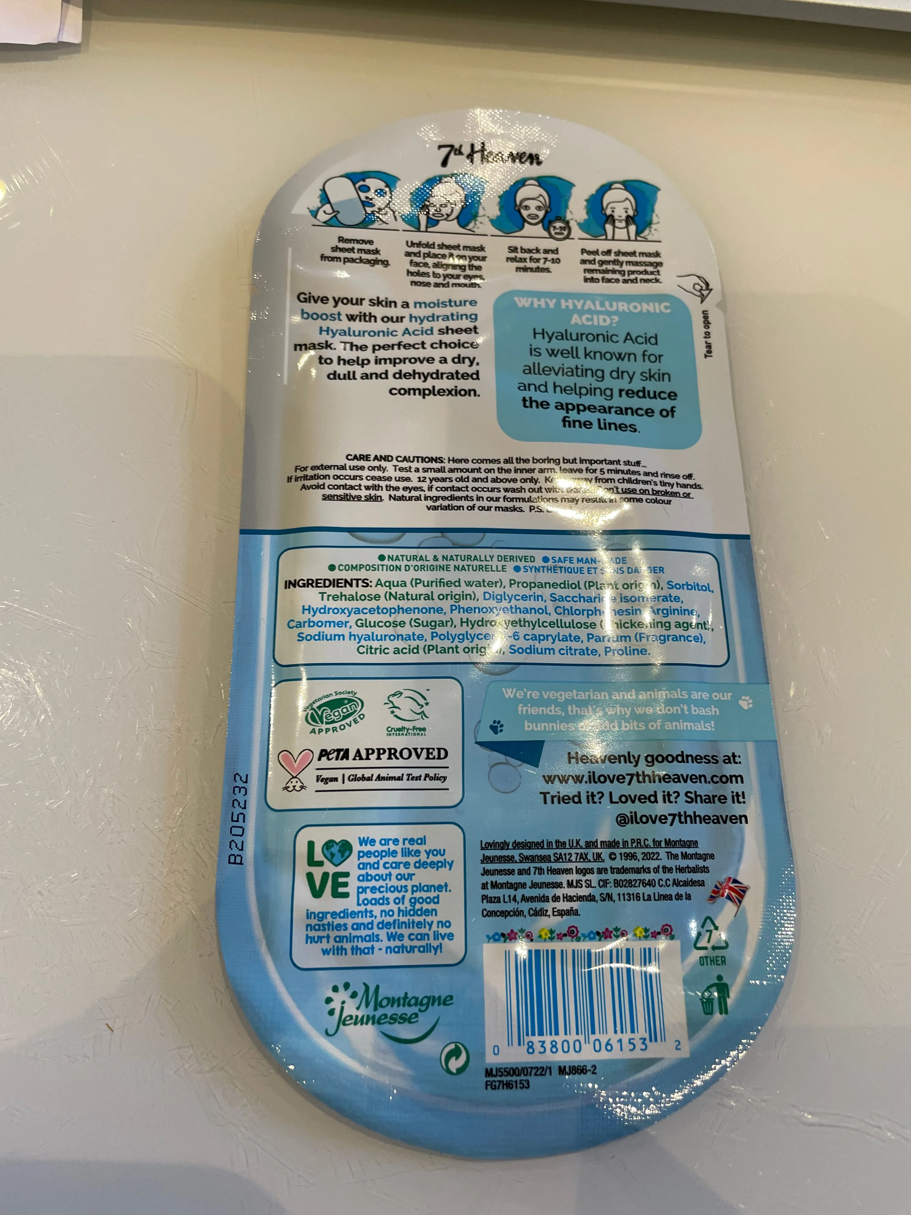 7th Heaven Nutriactive Hyaluronic Acid Sheet Mask