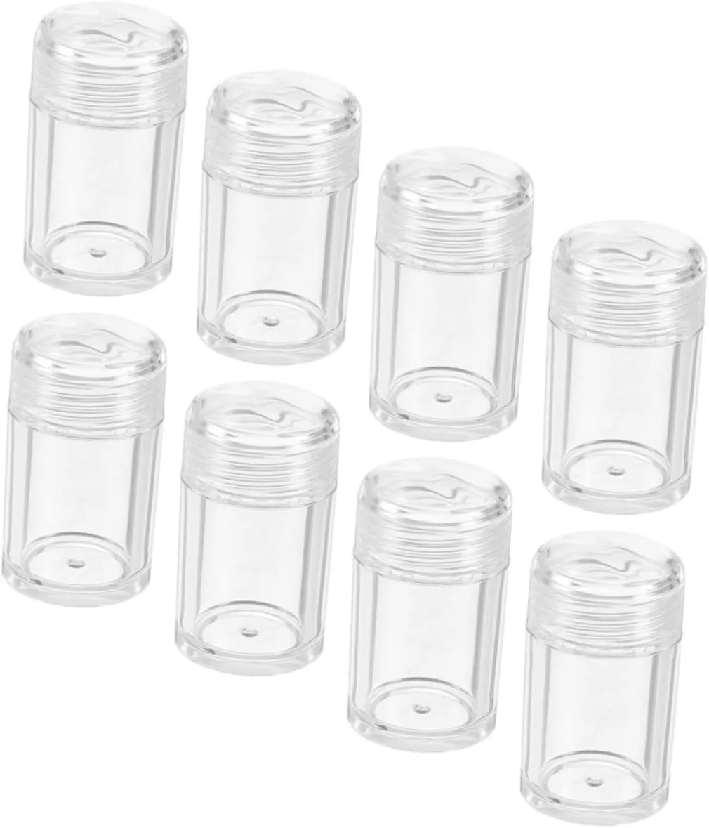 8pcs 10ML Travel Cosmetic Containers for Loose Powder Refillable Empty Powder Boxes with 12 Hole Flip Top for Makeup and Travel Accessories
