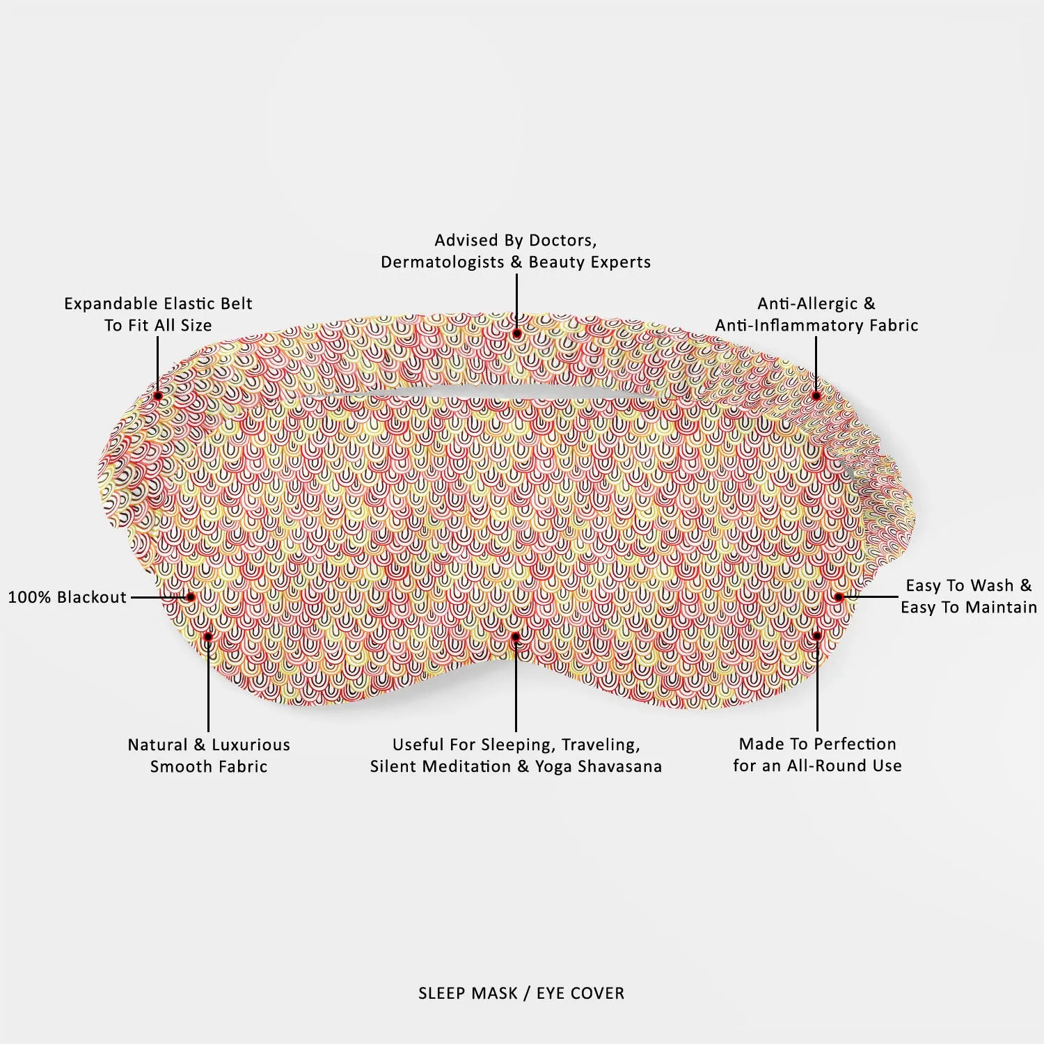 Abstract Doodles Sleeping Eye Pad Blackout Eye Cover | Soft Anti-Allergic Eco-Friendly Natural Mulberry Silk Fabric