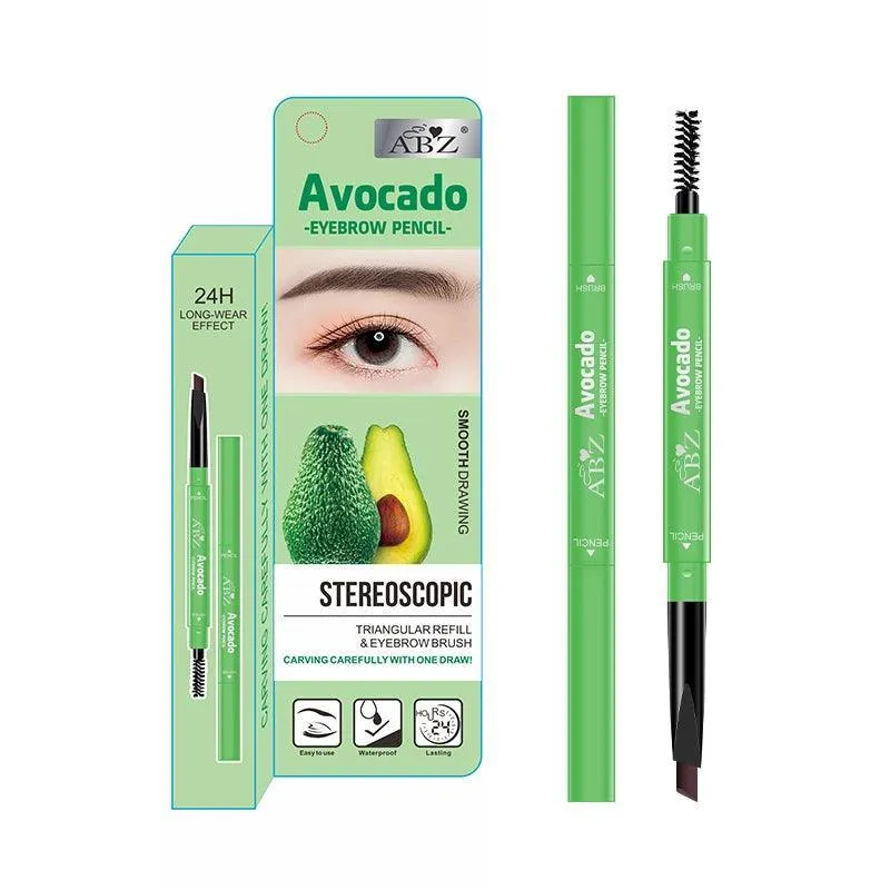 Abz Avocado Waterproof Eyebrow Brush and Eyebrow Pencil (Brown) - 03