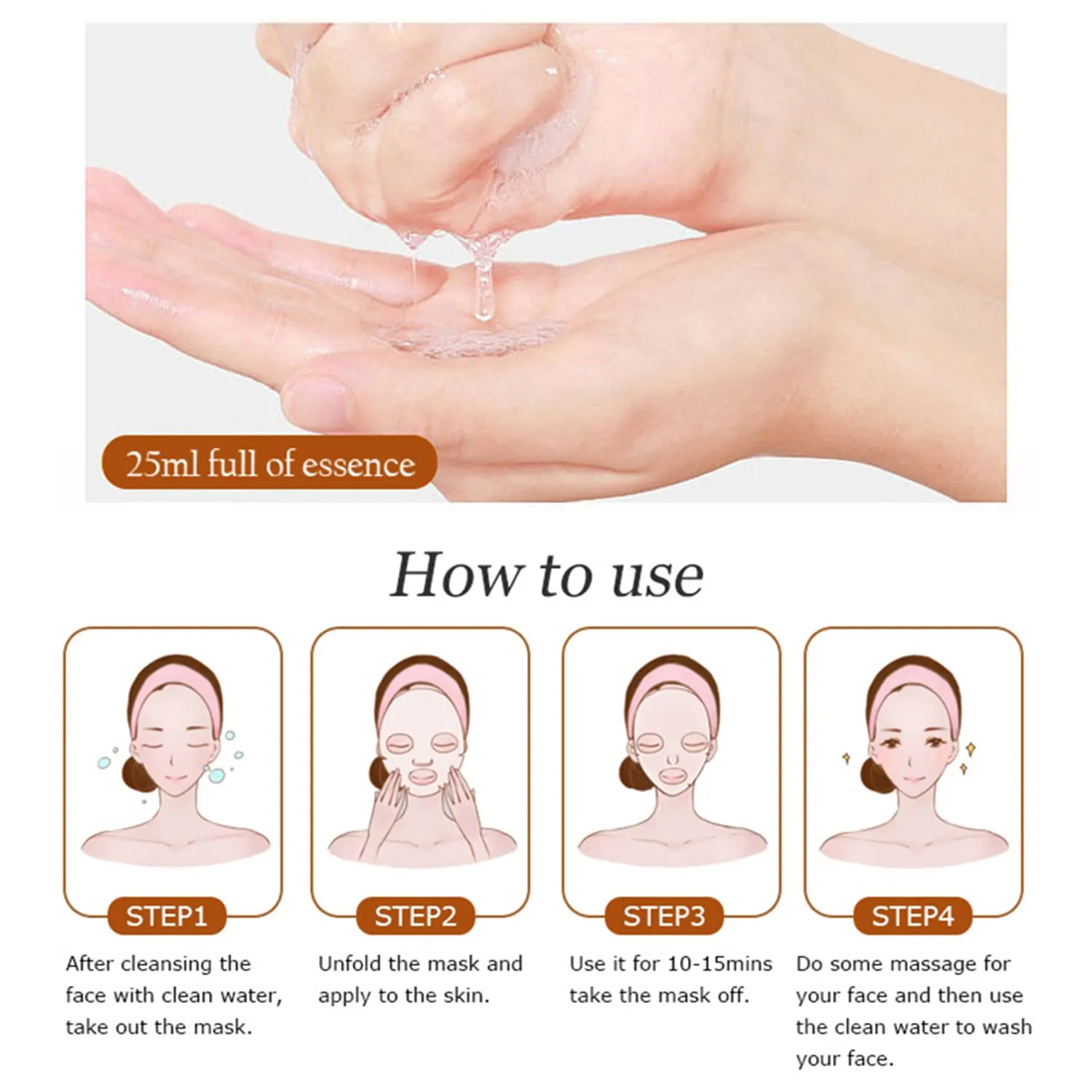 AICHUN BEAUTY Facial Mask Repair Essence Anti-Acne Refreshing Relieve Wrinkles Long-Lasting Soothing Face Skin Care Hydrating Moisturizing 10pcs (SNAIL)