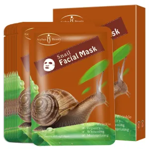 AICHUN BEAUTY Facial Mask Repair Essence Anti-Acne Refreshing Relieve Wrinkles Long-Lasting Soothing Face Skin Care Hydrating Moisturizing 10pcs (SNAIL)