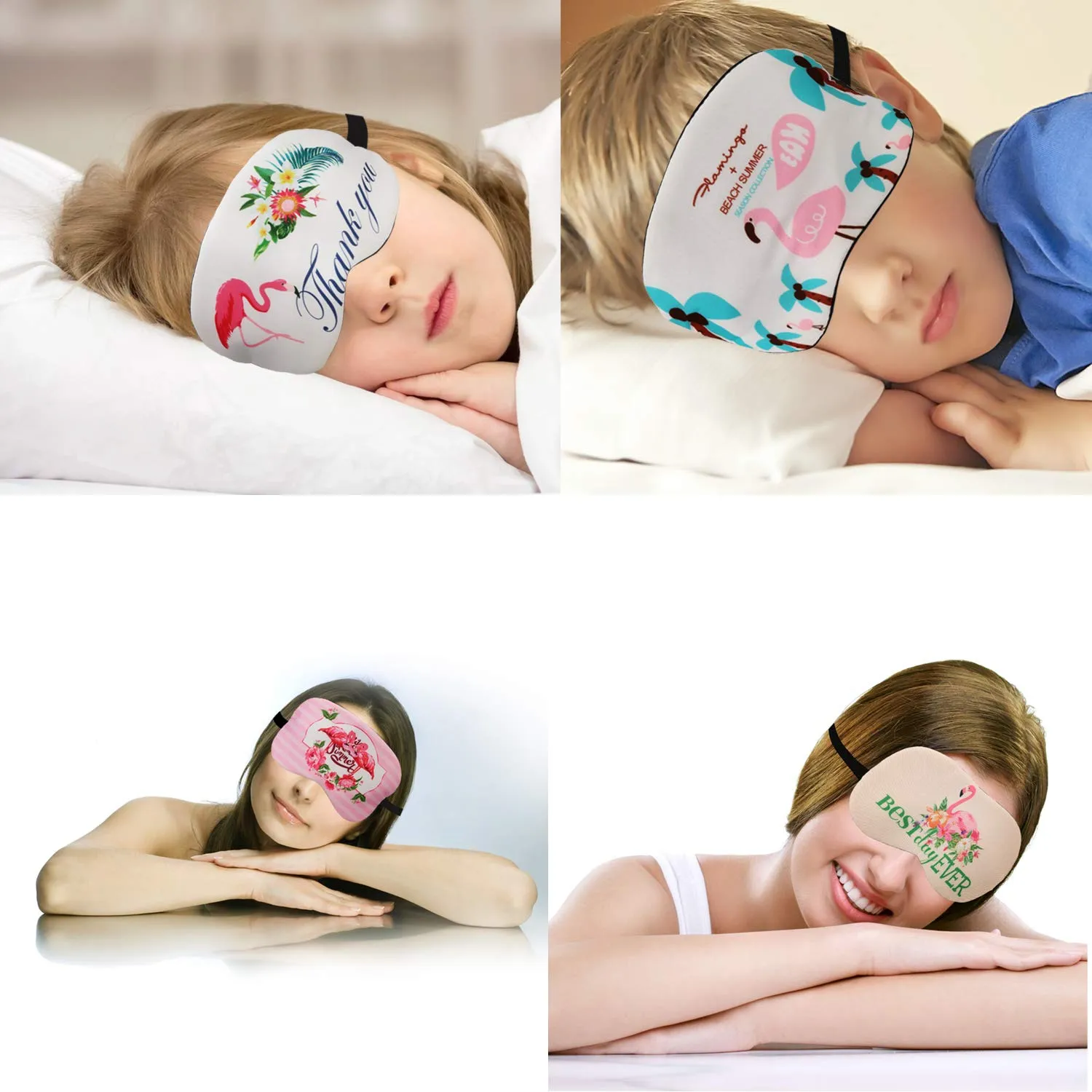 AKWOX Flamingo Sleep Mask [6-Pack ], Lightweight Soft Eye Mask for Sleeping, Teens Women Eye Cover with Elastic Strap for Sleepover Pajamas Slumber Party Accessories