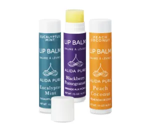 ALIDA PURE Fruit Mint Lip Balm Collection, Vegan Lip Balm Set, Bees Wax Free, Coconut Oil Free, Avocado Oil, Organic Jojoba Oil, Vitamin E, Natural Moisturizer For Dry Cracked Lips, 3 Tube Set