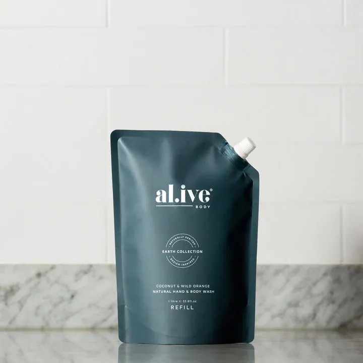 al.ive Hand & Body Wash Refill 1L - Coconut & Wild Orange (Made in Australia)