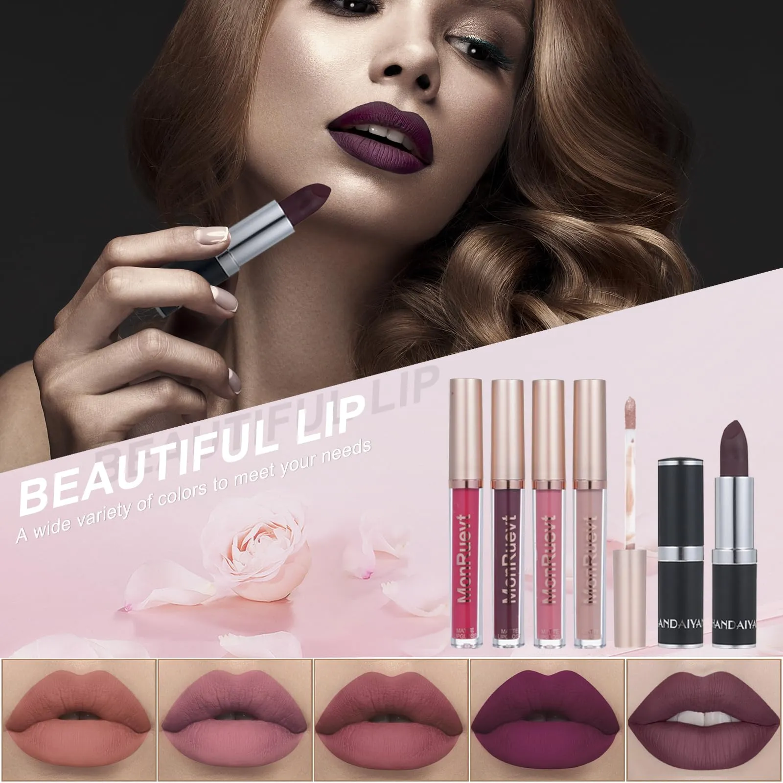 All in One Makeup Kit Makeup Kit for Women Full Kit Multipurpose Makeup ，eyeshadow、 liquid foundation,Loose powder,Eyebrow pencil,4-color lip gloss set