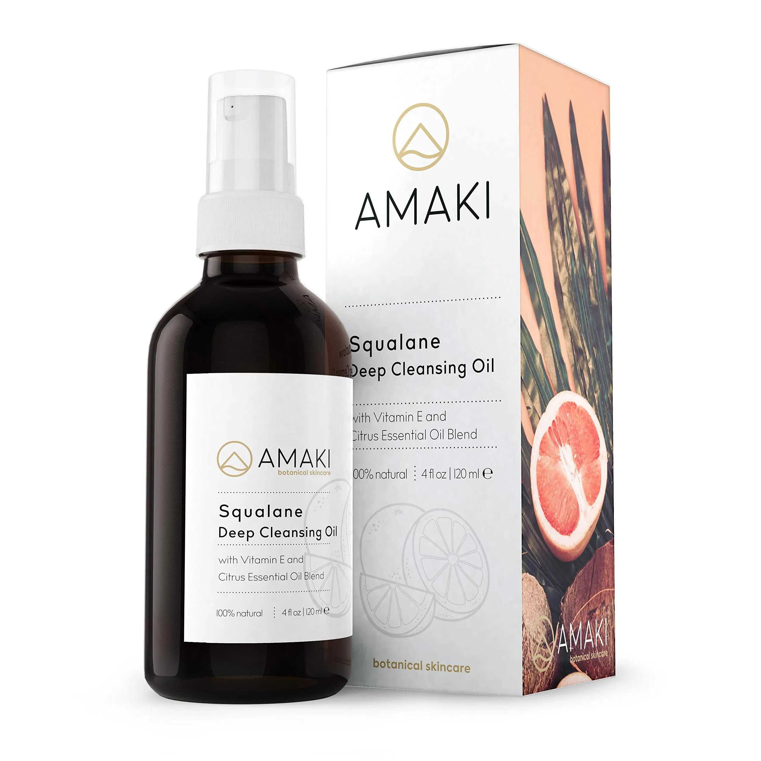 Amaki Deep Cleansing Oil & Makeup Remover with Squalane (Citrus Blend) - Organic Gifts for Women Citrus Blend