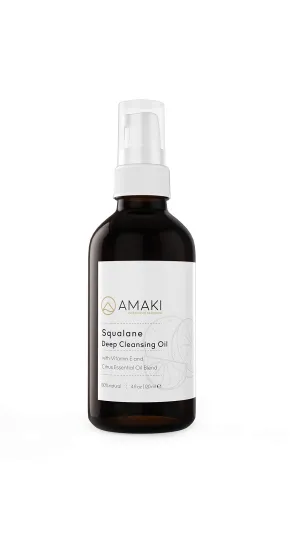 Amaki Deep Cleansing Oil & Makeup Remover with Squalane (Citrus Blend) - Organic Gifts for Women Citrus Blend