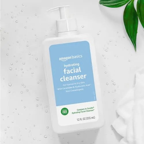 Amazon Basics - Hydrating Facial Cleanser with Ceramides & Hyaluronic Acid, 12 Fl Oz, Pack of 1