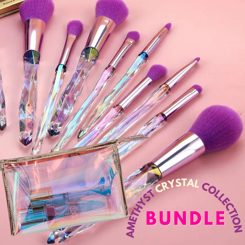 Amethyst Crystal 10 PC Brush Set