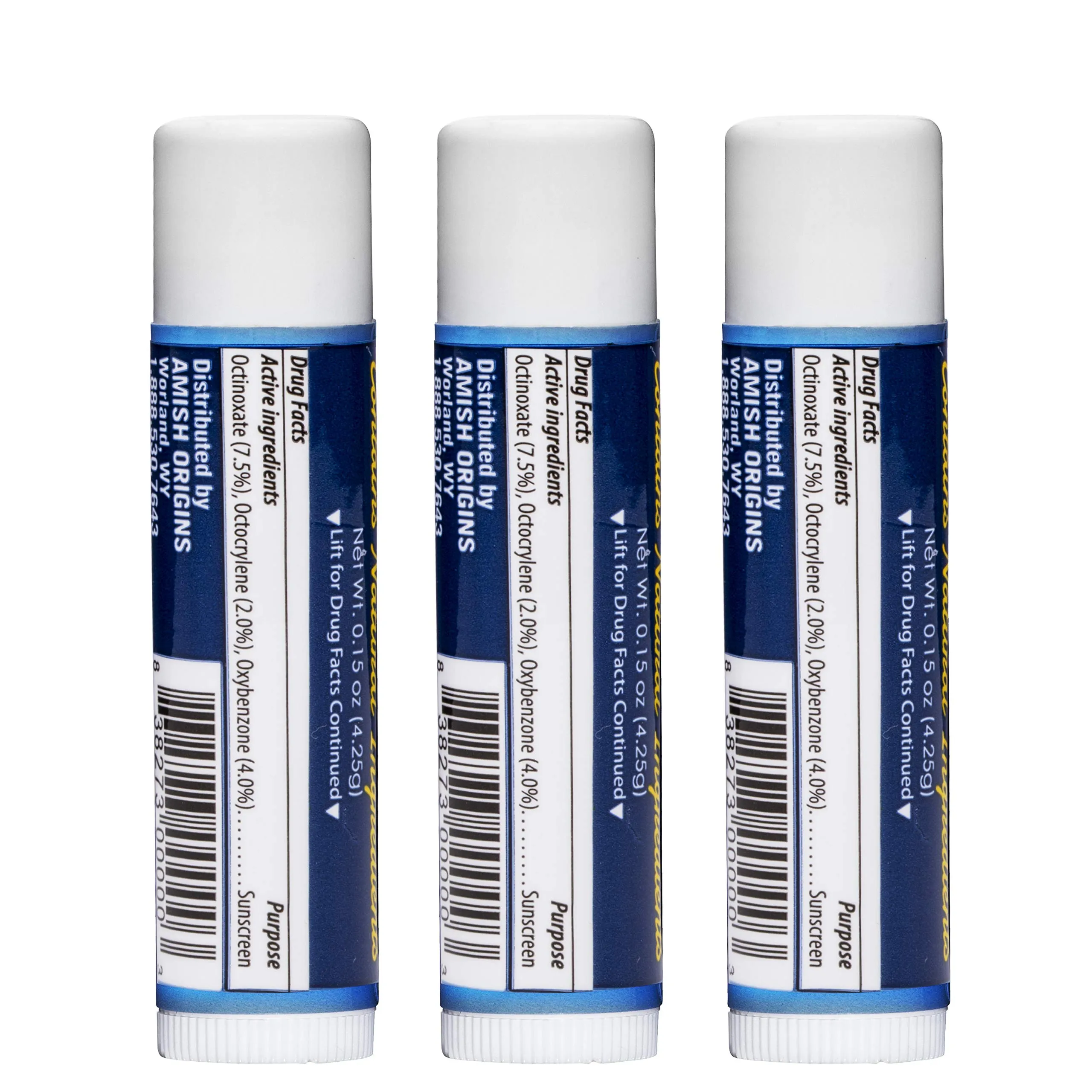 Amish Origins Lip Doc SPF 15 Medicated Lip Balm (3 PACK)- All-Natural Deep Moisturizing Lip Balm, Potent Formula for Chapped and Cracked Lips, All Natural Essential Oils 0.15 Ounce (Pack of 3)