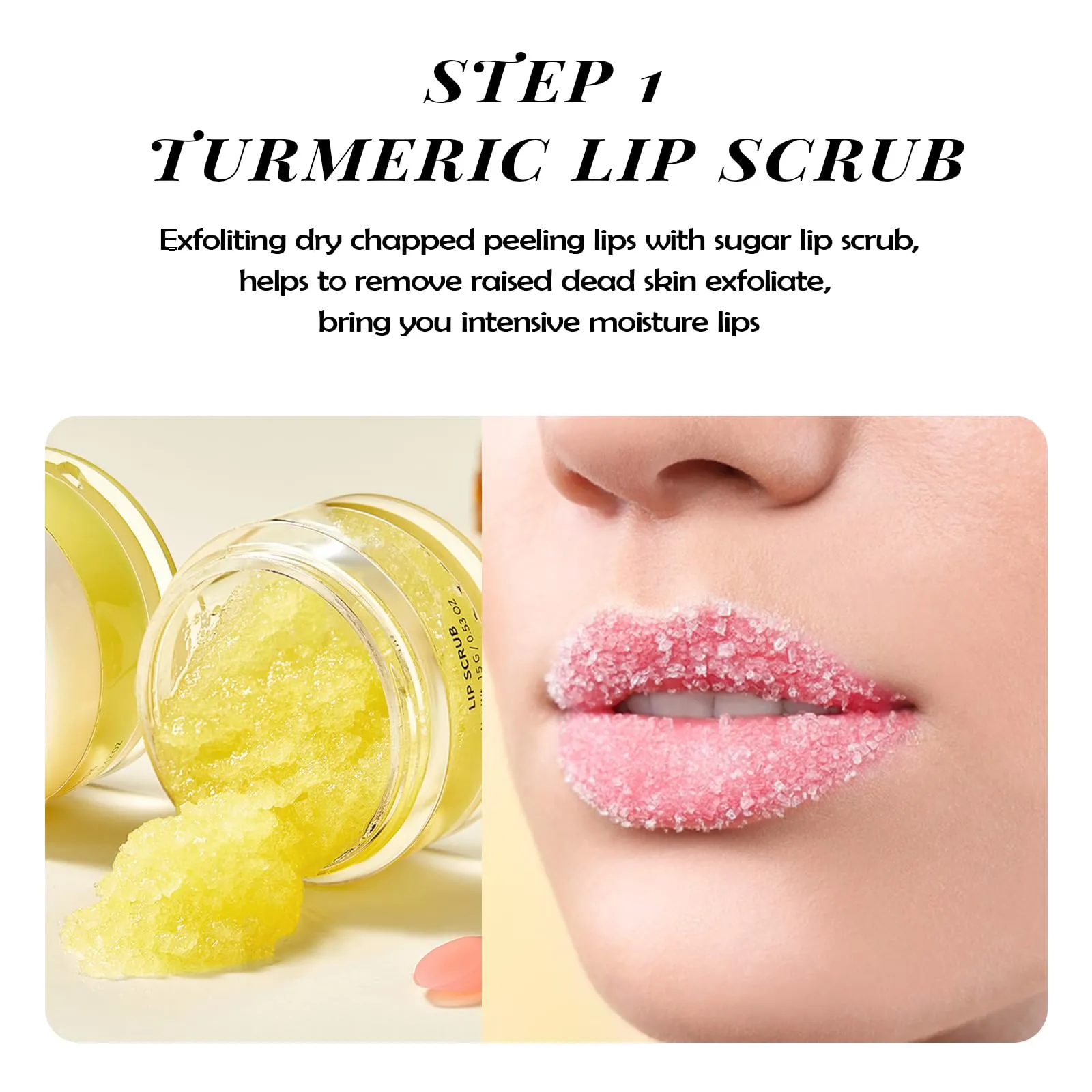 ANAI RUI Lip Care Kit - Lip Sugar Scrub Set, Lip Sleeping Mask & Lip Exfoliator Scrub - Overnight Lip Skin Treatment - Scrub & Moisturizer for Dry Chapped Cracked Peel Lips (Turmeric Honey)