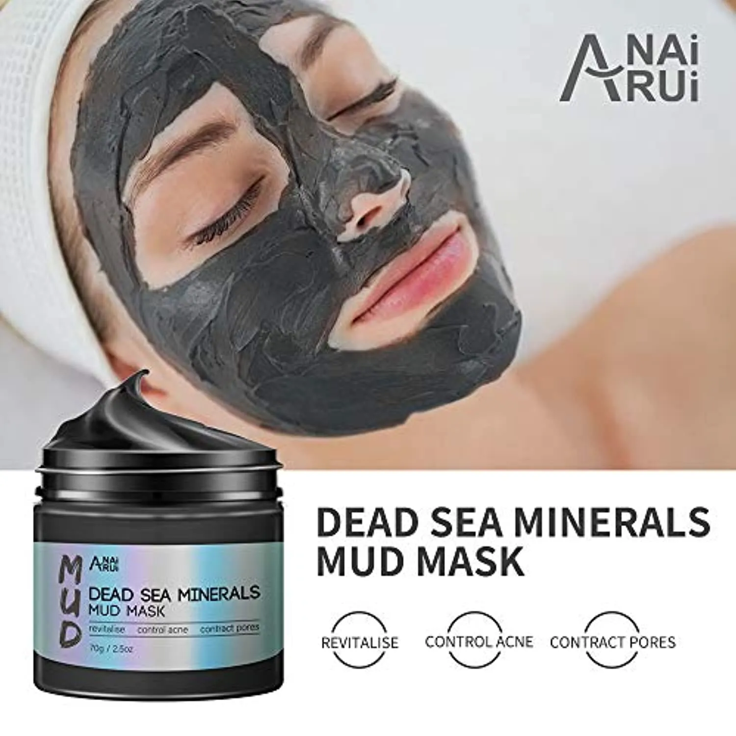 ANAI RUI Turmeric Clay Mask - Green Tea Detox Clay Mask - Dead Sea Minerals Mud Mask, Spa Facial Mask Set, 2.5 oz each