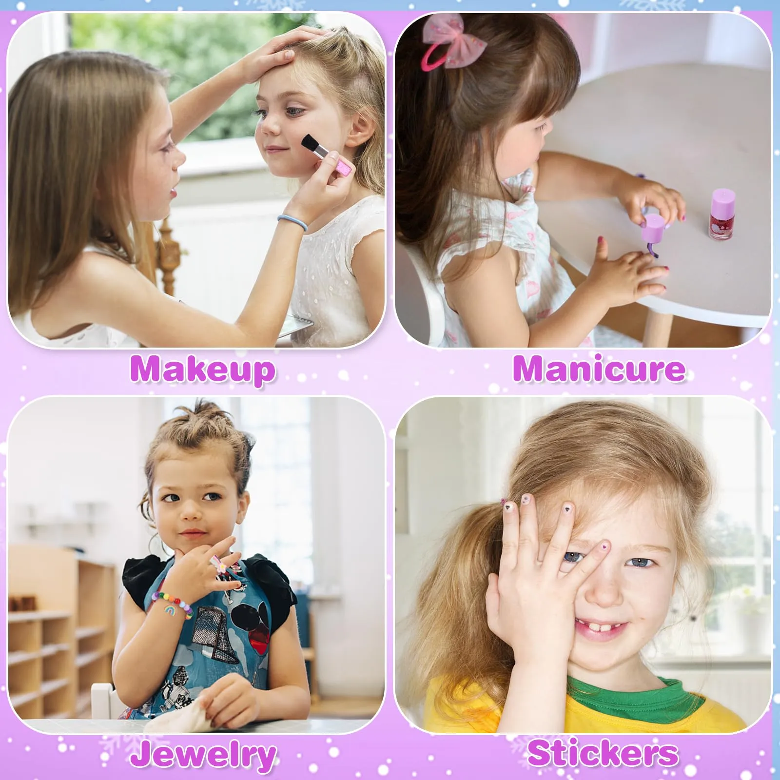 Anpro Kids Makeup Kit for Girl 5-8, 68 Pcs Safe & Washable Makeup for Girls,Non-Toxic Little Girl Makeup Set,Makeup Kits for Kids Toddler Girl Toys Christmas & Birthday Gift (Purple)