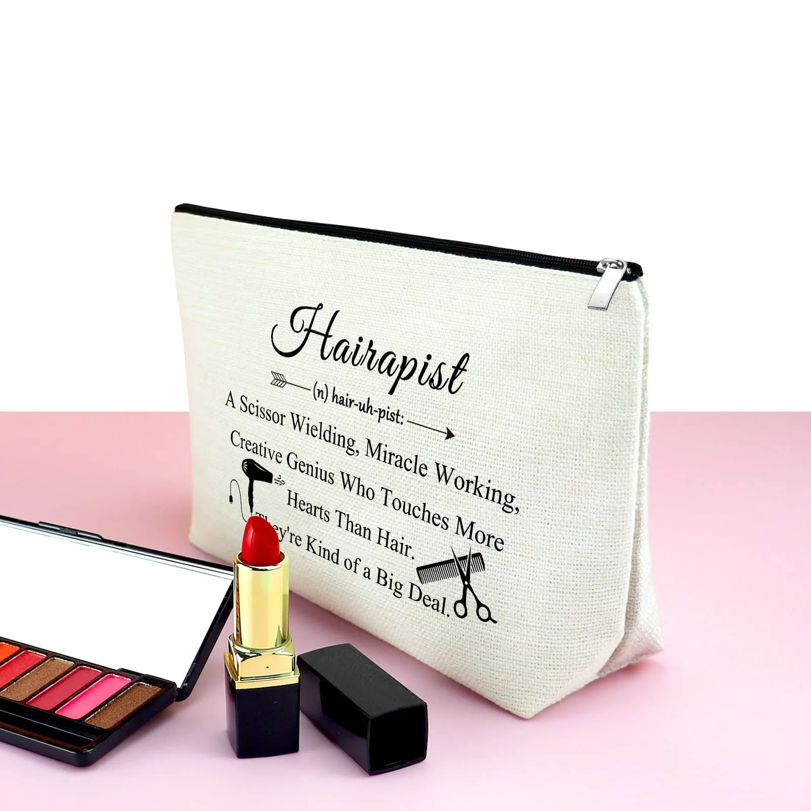 Appreciation Gift for Hairdresser Hair Stylist Gift Makeup Bag Barber Hairdresser Gift for Women Cosmetic Bag Inspirational Hairstylist Gift Friendship Gift for Her Christmas Travel Makeup Pouch Gift