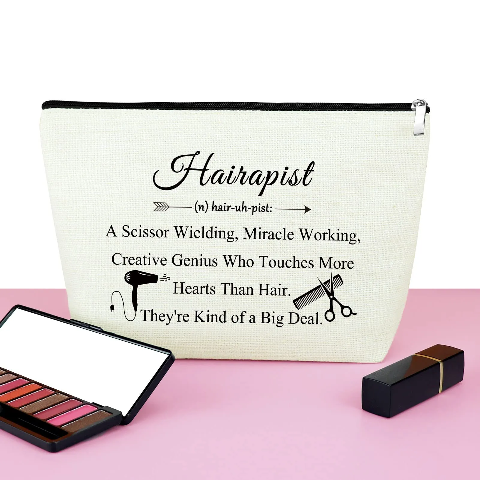 Appreciation Gift for Hairdresser Hair Stylist Gift Makeup Bag Barber Hairdresser Gift for Women Cosmetic Bag Inspirational Hairstylist Gift Friendship Gift for Her Christmas Travel Makeup Pouch Gift