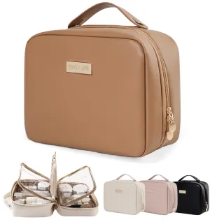AQUECIDO Consulbefor Bag - Multi-Compartment Toiletry Cosmetics Bag, Large Travel Toiletry Bags for Women, Large Makeup Travel Bag Organizer with Compartments (Brown)