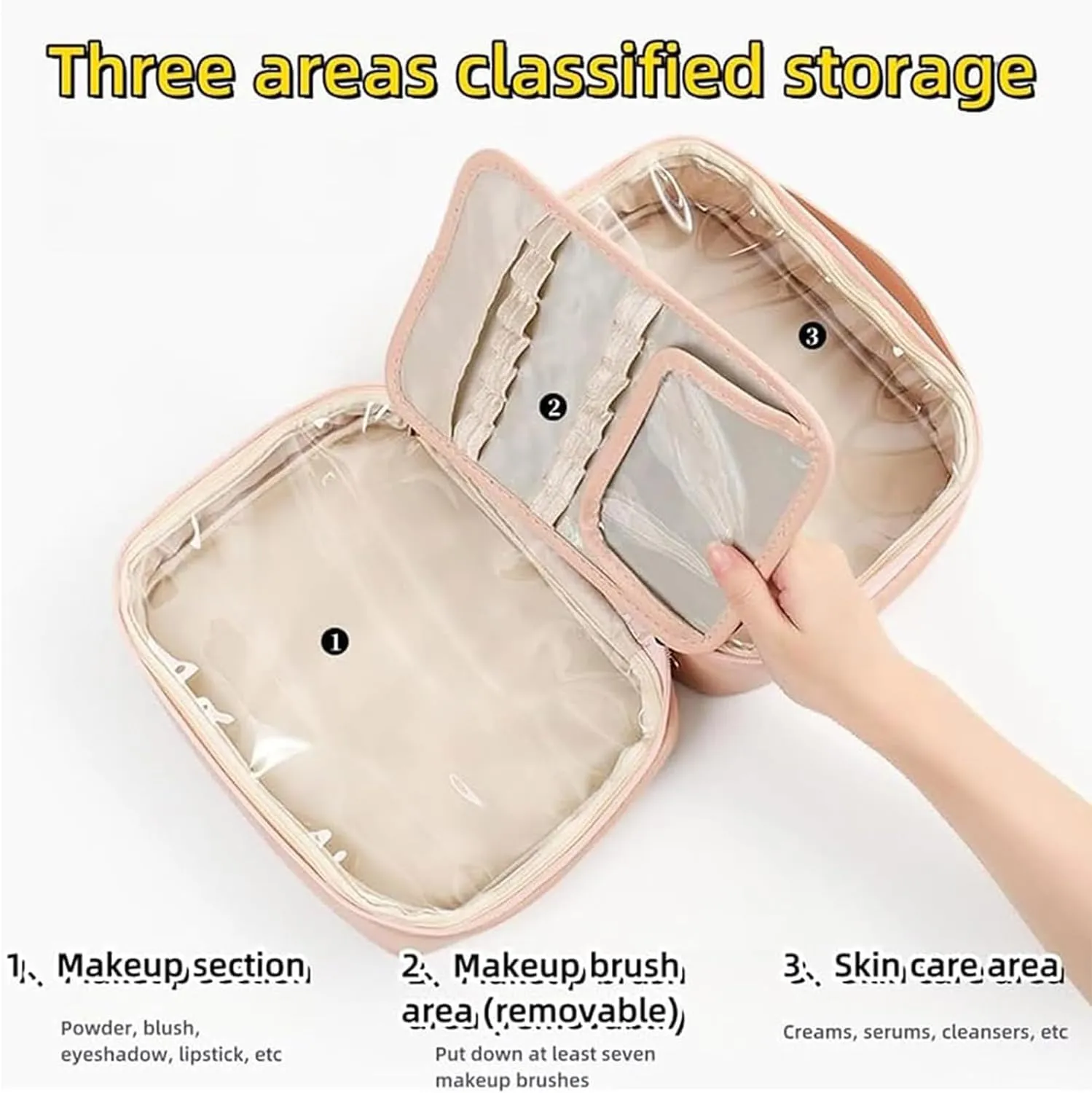 AQUECIDO Consulbefor Bag - Multi-Compartment Toiletry Cosmetics Bag, Large Travel Toiletry Bags for Women, Large Makeup Travel Bag Organizer with Compartments (Brown)