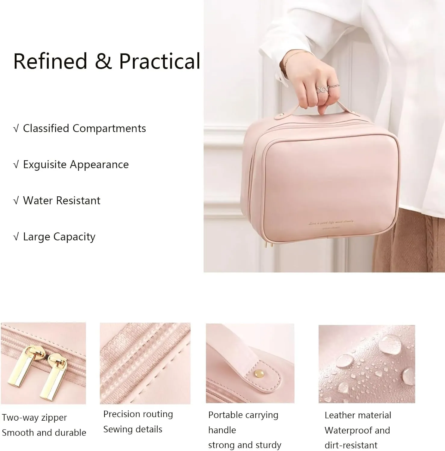 AQUECIDO Consulbefor Bag - Multi-Compartment Toiletry Cosmetics Bag, Large Travel Toiletry Bags for Women, Large Makeup Travel Bag Organizer with Compartments (Brown)
