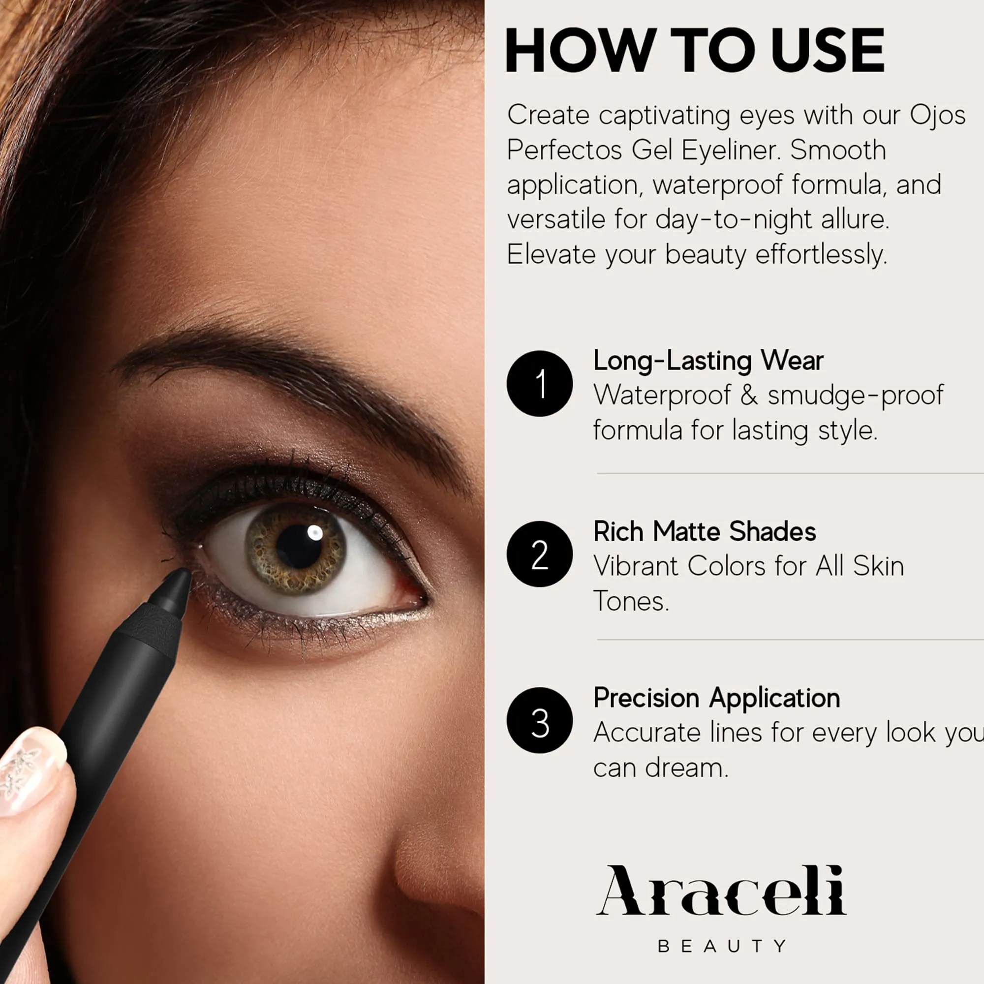 Araceli Beauty Ojos Perfectos Gel Pencil Eyeliner,Wine Vino