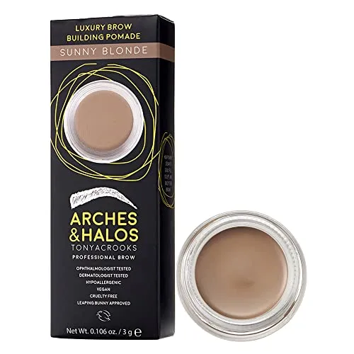 Arches & Halos Luxury Brow Building Pomade - Eyebrow Gel Cream Tint - Fill, Sculpt and Define Brows - Vegan and Cruelty Free Makeup - Sunny Blonde, 0.1 oz