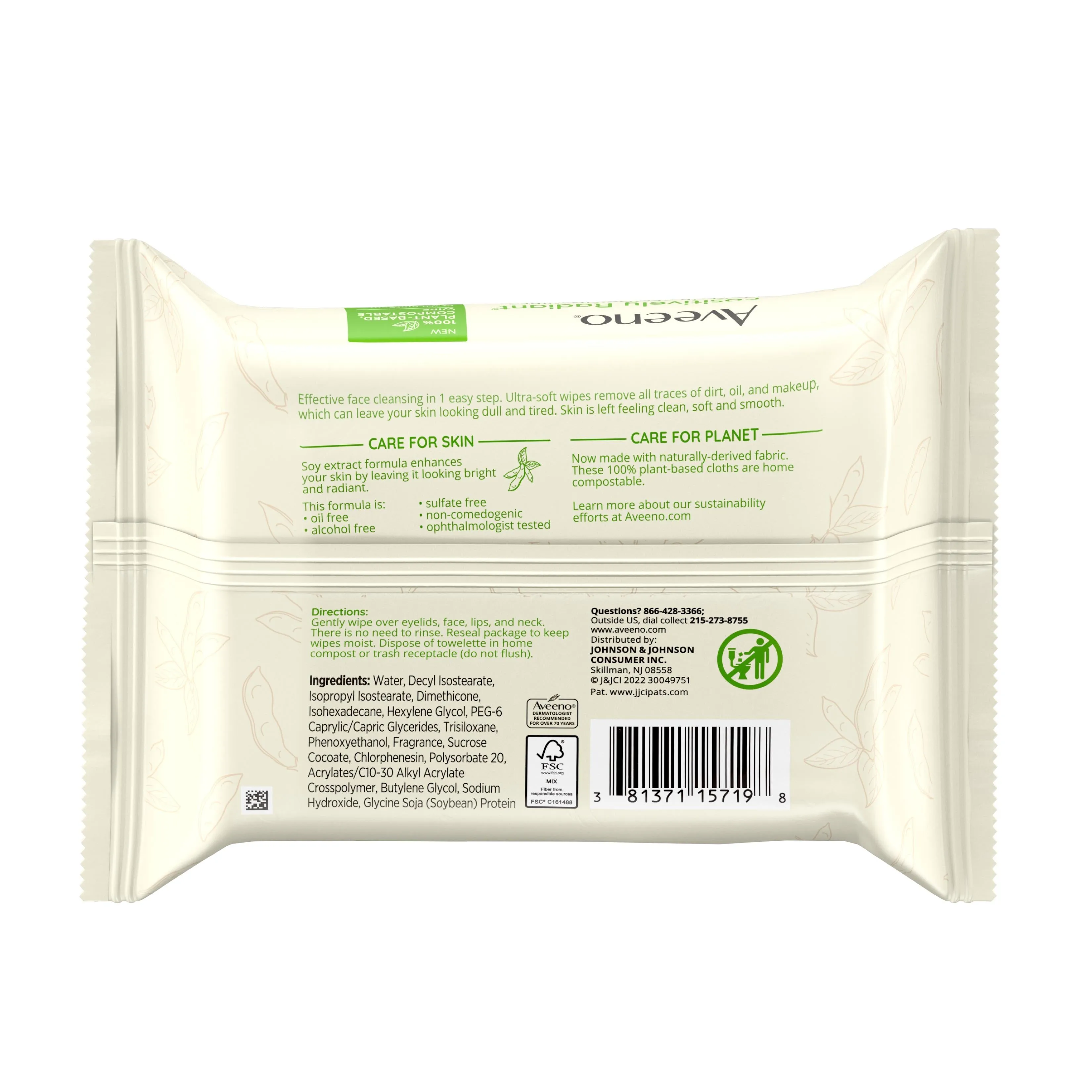 Aveeno Positively Radiant Wipes 6/25 Cnt.