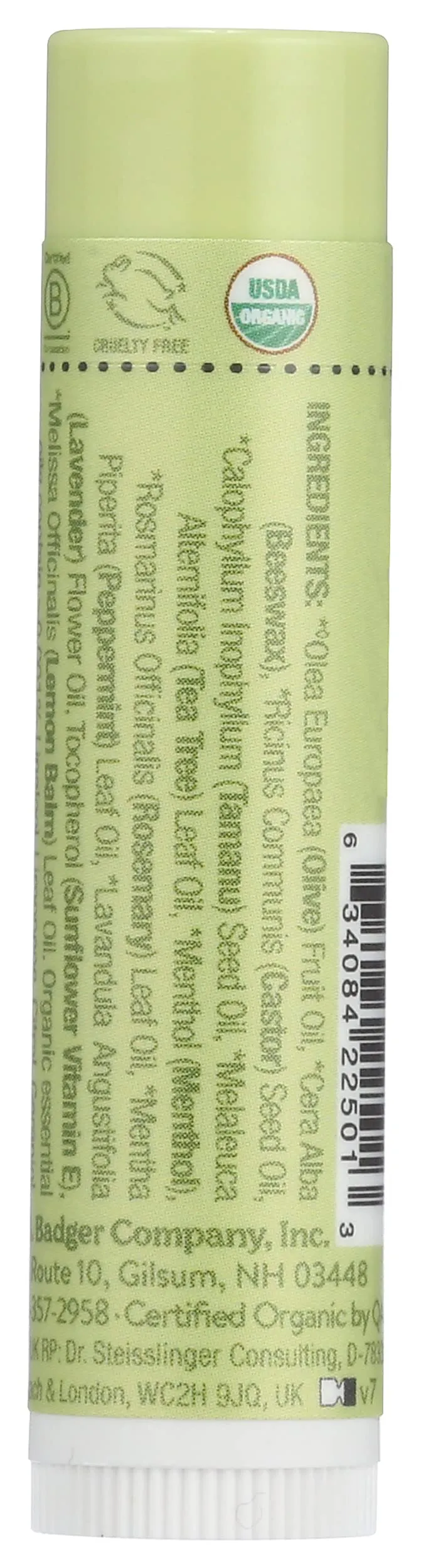 Badger Organic Tea Tree Lemon Lip Balm, 0.15 OZ