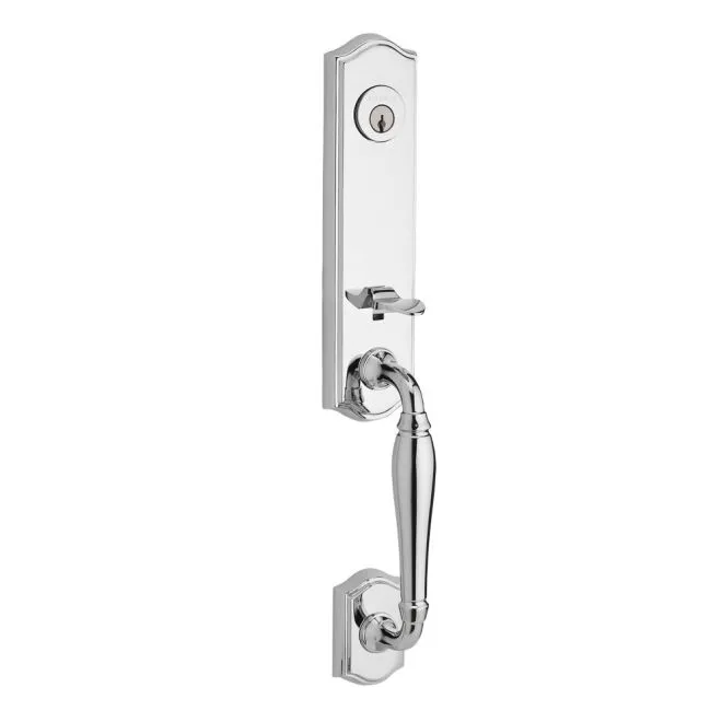 Baldwin Reserve  Handleset with Traditional Knob and Traditional Round Rose with 6AL Latch and Dual Strike