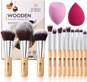 Bamboo-12pcs Wooden Handle Makeup Brush Sets