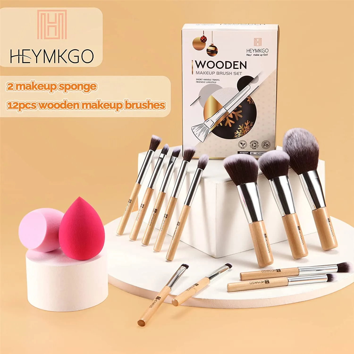 Bamboo-12pcs Wooden Handle Makeup Brush Sets